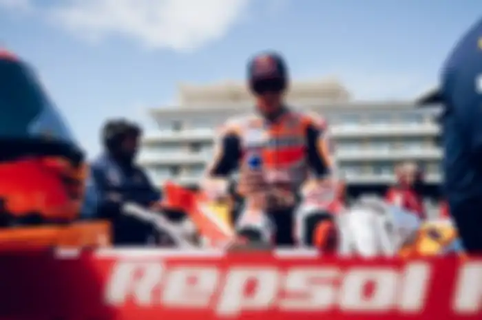 Pembalap Repsol Honda Marc Marquez jelang MotoGP Misano 2023.