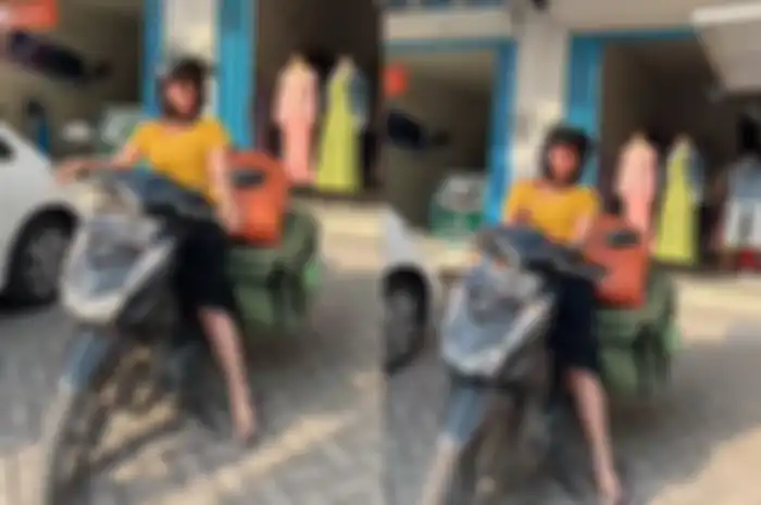 Seleb TikTok Luluk Nuril bergaya bareng Honda BeAT.
