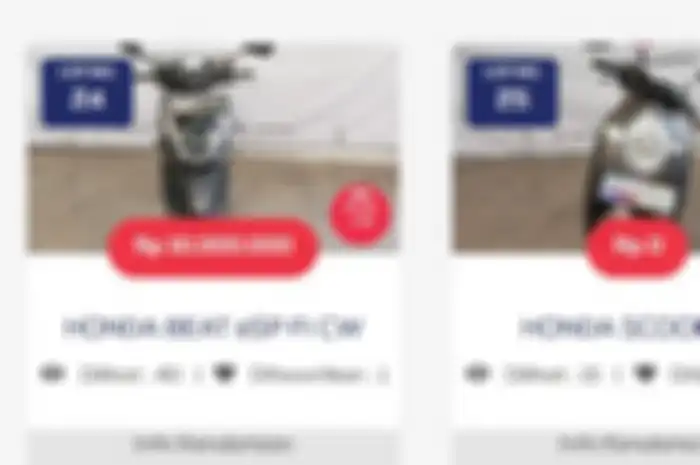 Motor matik Honda BeAT rangka eSAF tahun 2020 dilelang, buka harga Rp 10 juta.