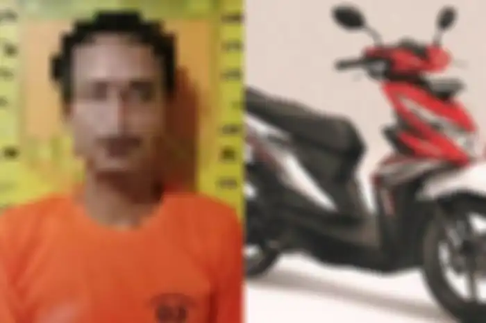 Ilustrasi motor Honda BeAT (kanan) yang dicuri AD (kiri) di Gresik, Jawa Timur.