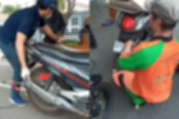 Motor-motor terjaring razia tilang uji emisi di Jalan Pemuda, Rawamangun, Kecamatan Pulo Gadung, Jakarta Timur, Rabu (1/11/2023). 