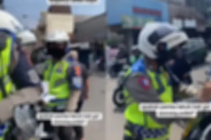 Pengendara motor tak terima ditilang polisi karena tak memakai helm. Alasannya cuma dekat.