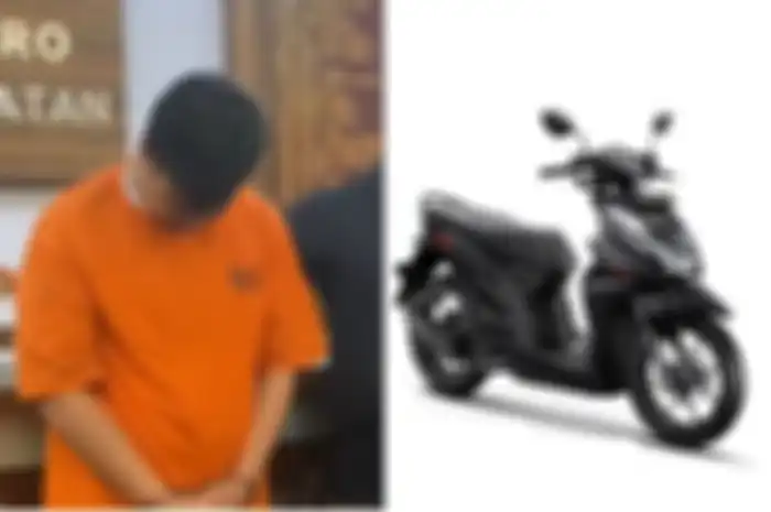 Pria berinisial RA ditangkap polisi karena menjual tiket palsu konser Coldplay (kiri), ilustrasi motor Honda BeAT (kanan).