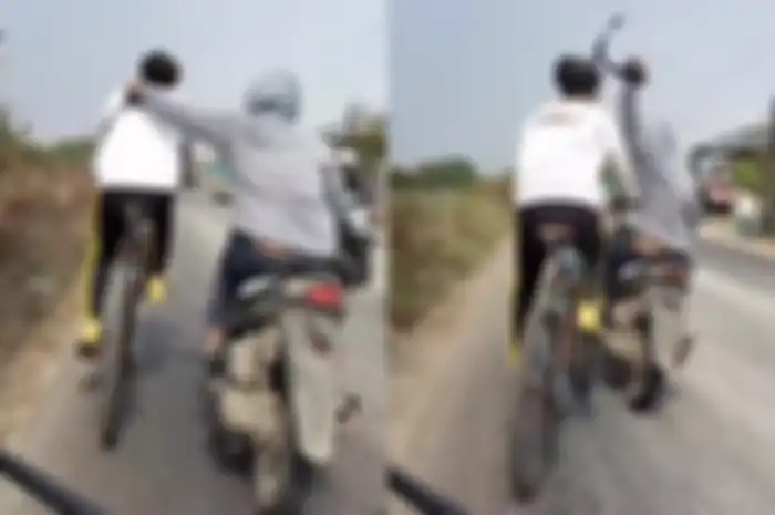 Jambret naik motor Honda BeAT gondol tas milik pesepeda di Bekasi.