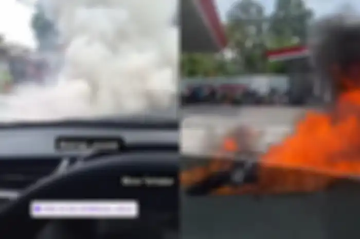 Kondisi motor Suzuki Thunder terbakar di Slemen.