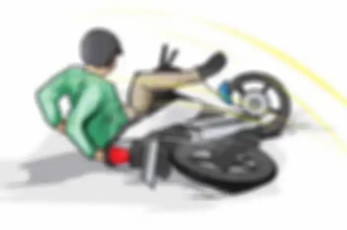 Gambar ilustrasi pemotor jatuh. Kecelakaan di Gresik pengendara motor meninggal dunia.