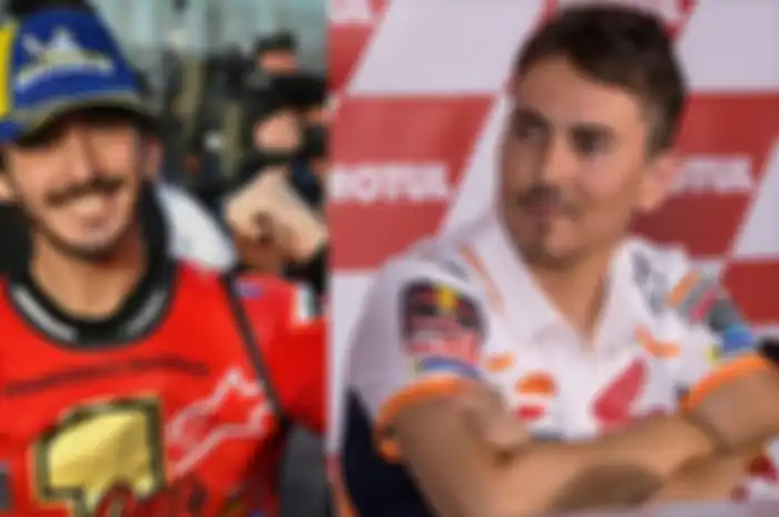 Francesco Bagnaia (kiri) sabet juara dunia MotoGP 2023 dapat pujian dari Jorge Lorenzo (kanan) dapat julukan Guru Besar atau Profesor