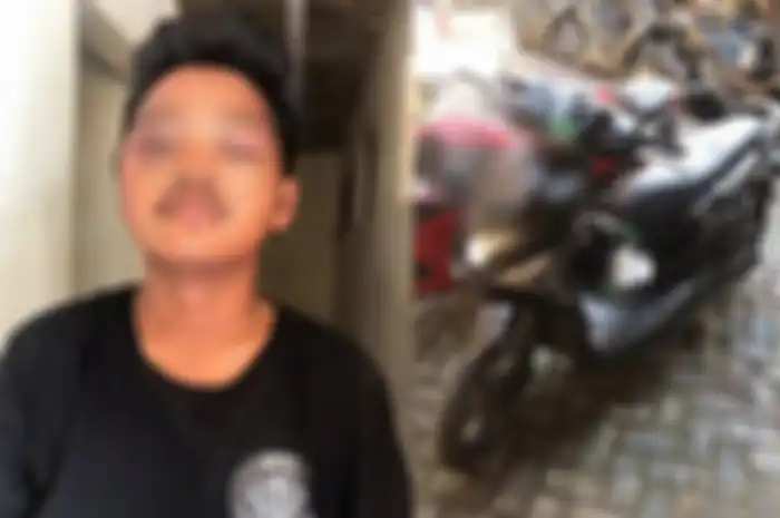 Wawan pelaku pencurian motor di Makassar (kiri), motor Honda BeAT yang dicuri Wawan (kanan).