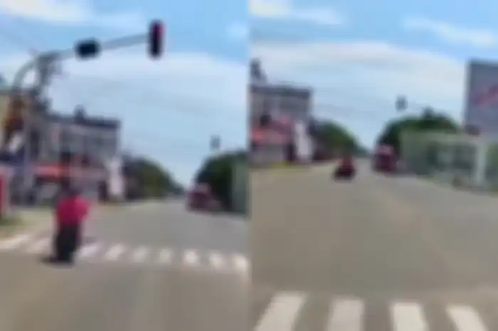 Aksi emak-emak ugal-ugalan di jalan raya.