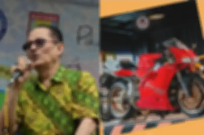 Letjen TNI Purnawirawan Soeyono (kiri) dan Ducati 916 jadi sala satu koleksi motor Soeyono (kanan).