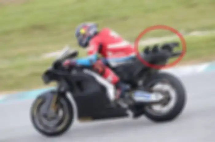 Perangkat aero di bagian belakang Honda RC213V jadi sorotan pada shakedown MotoGP Sepang