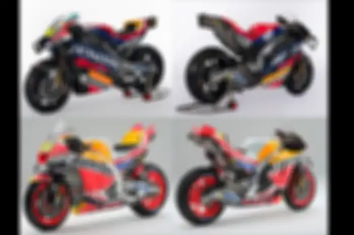 Tampilan livery Honda RC213V MotoGP 2024 (atas) bandingkan dengan livery Honda RC213V 2024 (bawah) banyak fakta menarik