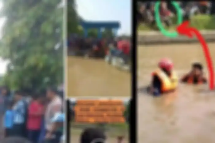 Tangkap layar proses evakuasi bocah diduga tenggelam di Brebes.