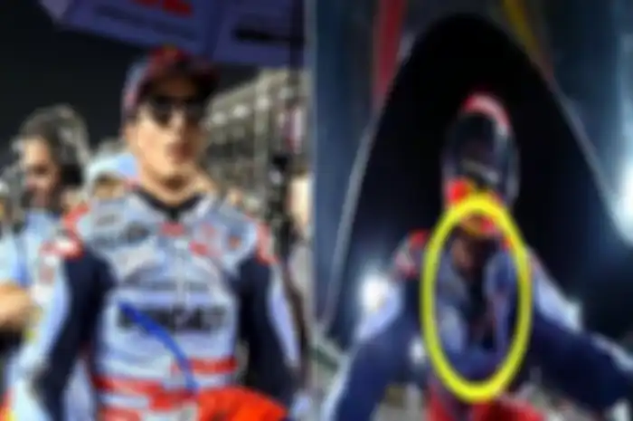 Momen Marc Marquez di MotoGP Qatar 2024, risleting baju balap pembalap Spanyol itu bermasalah saat balapan.