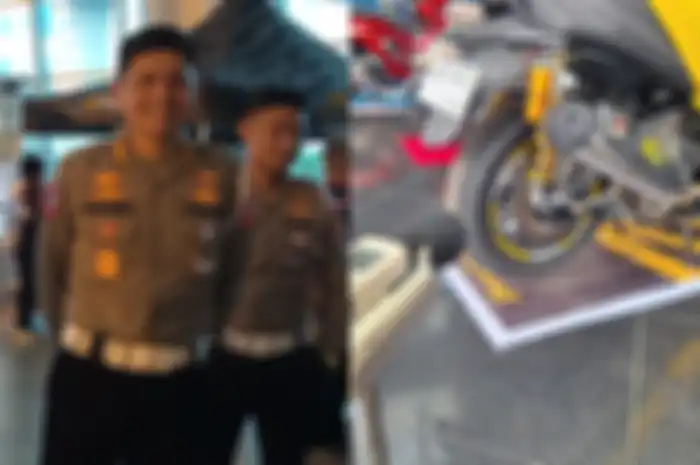 Ilustrasi Korlantas Polri (kiri) dan knalpot aftermarket (kanan). 