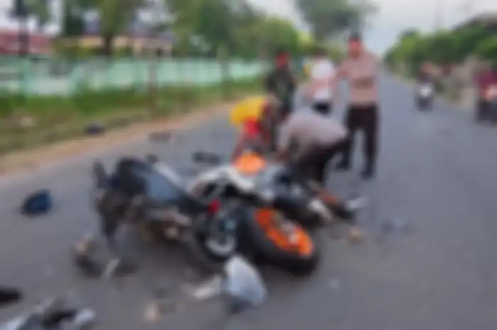 Ilustrasi kecelakaan motor saat mudik lebaran.