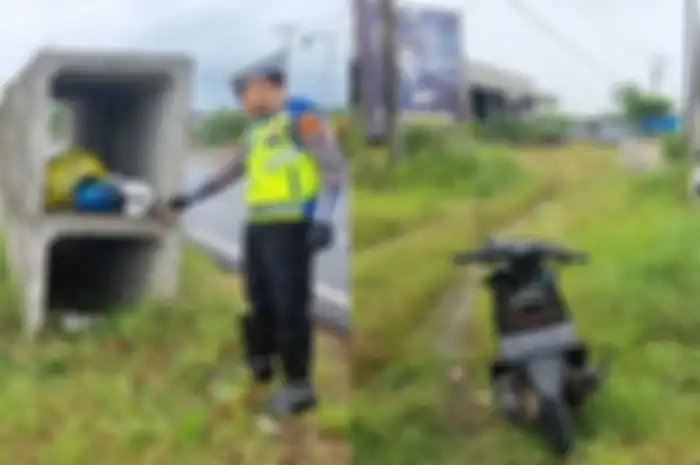 Pemudik motor pakai Yamaha Mio menabrak beton cor berujung tewas di Sampang, Madura.