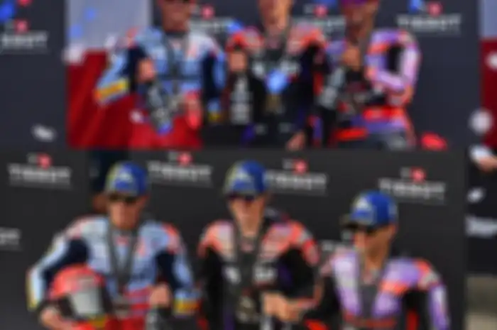 Podium Sprint Race MotoGP Amerika 2024 (atas) bandingkan dengan podium Sprint MotoGP Portugal 2024 (bawah), apa bedanya?