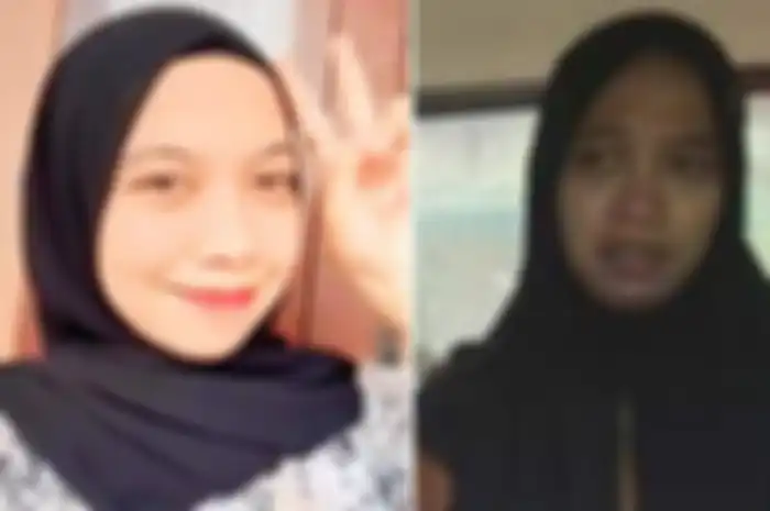 Beda gaya Novi Damayanti sebelum (kiri) dan sesudah (kanan) ditangkap karena kasus menantu bunuh mertua di Kendari.