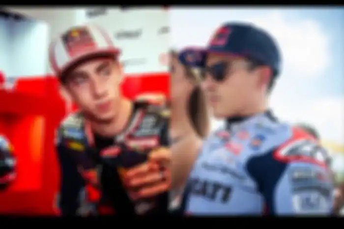 Sampai bikin Marc Marquez (kanan) gemetar sampai Rookie of The Year musim ini Pedro Acosta (kiri) menang balapan MotoGP 2024 sebelum tanggal ini