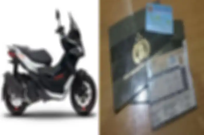Foto ilustrasi Aprilia SR-GT 200 dan STNK.