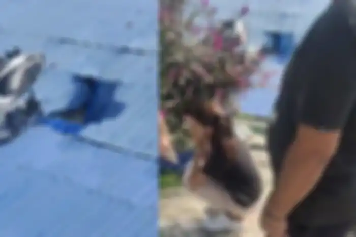 Kejadian lagi motor terbang ke genteng rumah warga kini dialami rider cewek pakai Honda Vario di Balikpapan