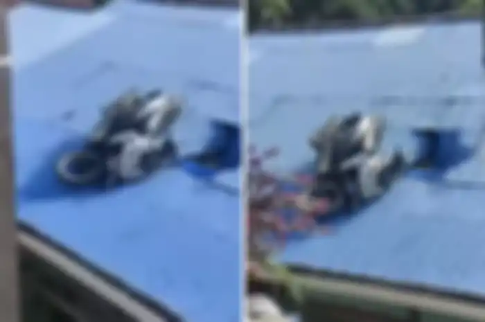 Honda Vario di Balikpapan terbang ke genteng rumah warga.