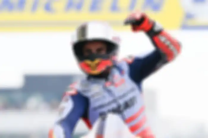 Pembalap Gresini Racing Ducati Marc Marquez finis posisi dua di MotoGP Prancis, Minggu (12/5/2024).