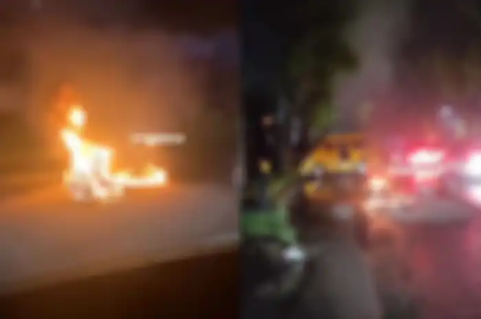 Kecelakaan Yamaha NMAX versus angkot di Medan. Motor hingga terbakar habis.