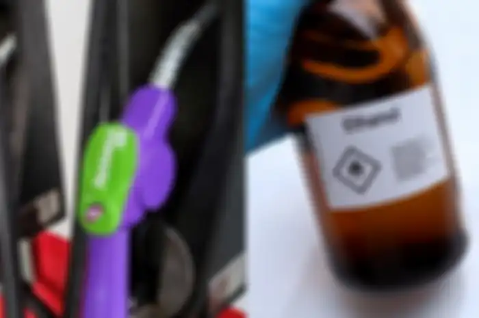 Ilustrasi bensin campur etanol atau etil alkohol.