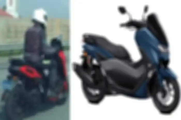 Yamaha NMAX yang diduga versi terbaru (kiri) dan versi yang sekarang dijual (kanan).