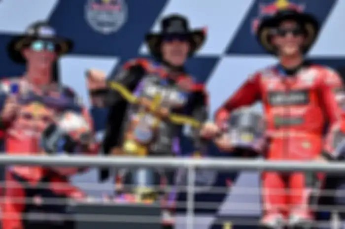 Podium MotoGP Amerika 2024, Maverick Vinales (tengah) dan Enea Bastianini (kanan) satu podium, eh musim depan jadi satu skuat di Red Bull KTM Tech3