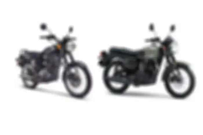 Ilustrasi Kawasaki W175L injeksi (kiri) dan W175 karburator (kanan).
