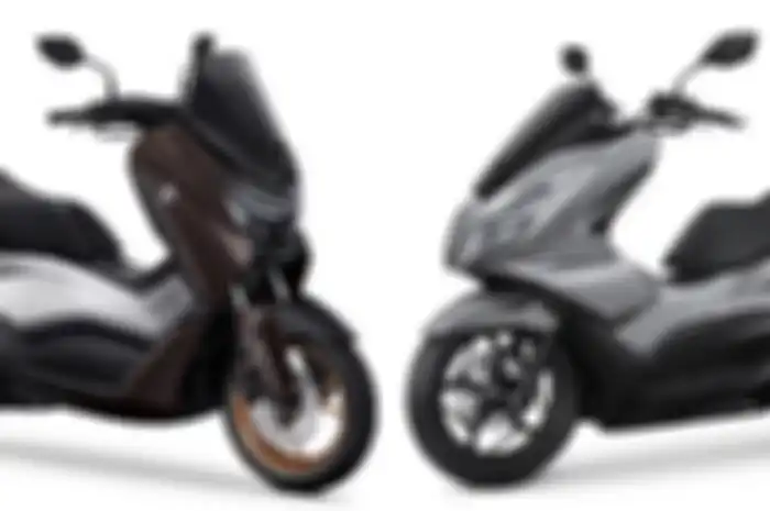 Ilustrasi Yamaha NMAX Turbo (kiri) dan Honda PCX 160 (kanan).