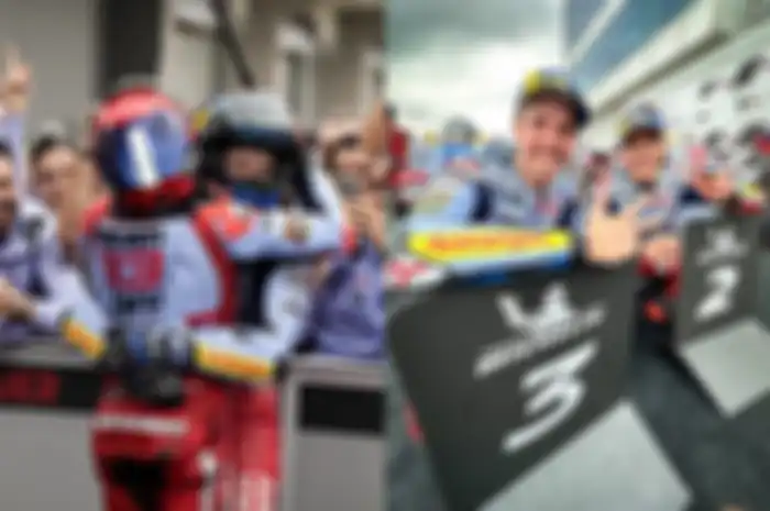 Perayaan podium Marc Marquez dan Alex Marquez di MotoGP Jerman 2024.