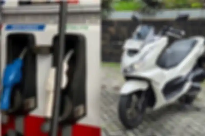 Ilustrasi Nozzle Pertamax dan Pertalite (kiri), serta Honda PCX 160 (kanan).