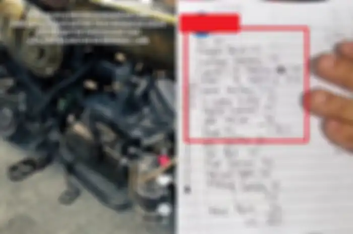 Honda CBR150R kena getok harga (kiri), daftar sparepart yang diganti bengkel nakal di Jakarta Selatan (kanan).