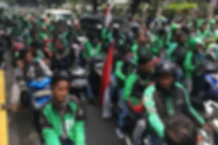 Ilustrasi ribuan driver ojol demo. 