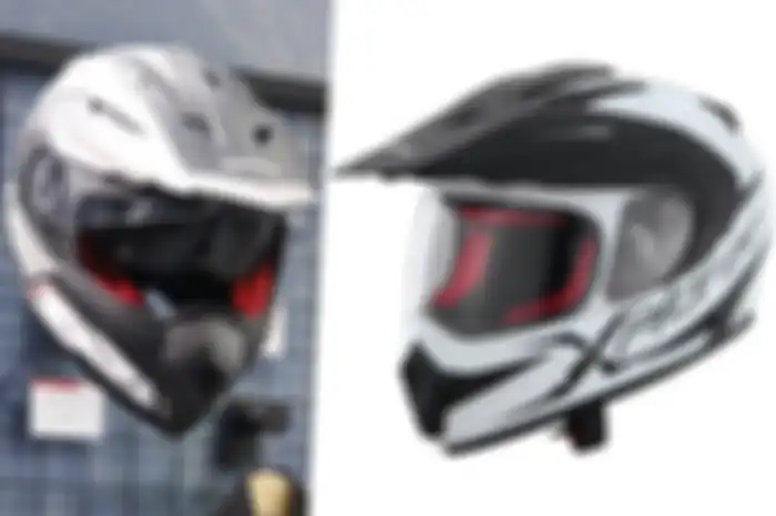 Helm adventure motif Camo Touring (kiri) dan Xplorer