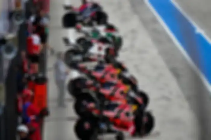 Motor MotoGP berjejer jelang Race MotoGP San Marino 2024 di Sirkuit Misano, Minggu (8/9/2024).