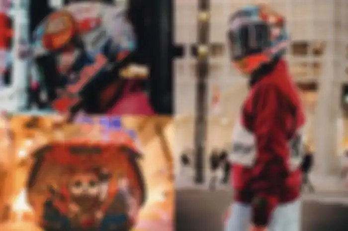 Marc Marquez dengan helm Shoei X-SPR Pro grafis Motegi 2024