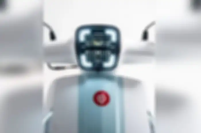 Tampak lampu depan motor baru 2024 dengan harga murah jauh di bawah Honda Scoopy.