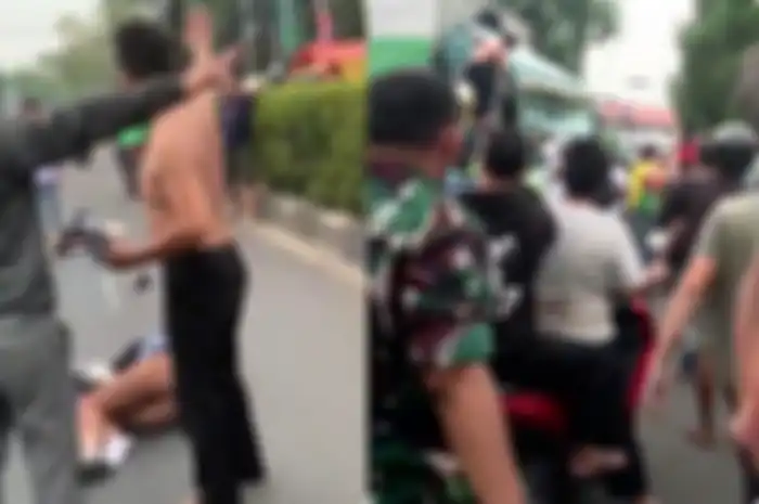 Pemotor terkapar di aspal korban tabrak lari truk kontainer ugal-ugalan di Cipondoh Kota Tangerang, Kamis (31/10/2024) sore.