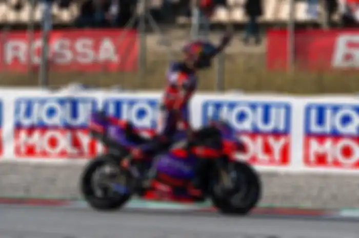 Selebrasi Jorge Martin juara dunia MotoGP 2024 tanpa harus jadi pemenang.