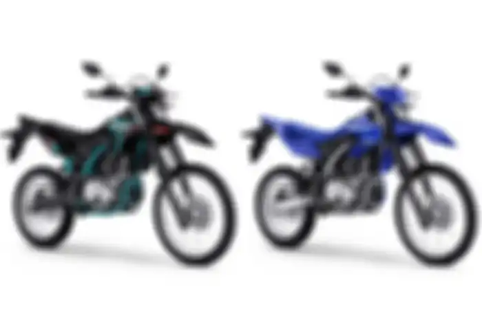Grafis baru Yamaha WR155R hadir pada pilihan warna hitam dan biru.