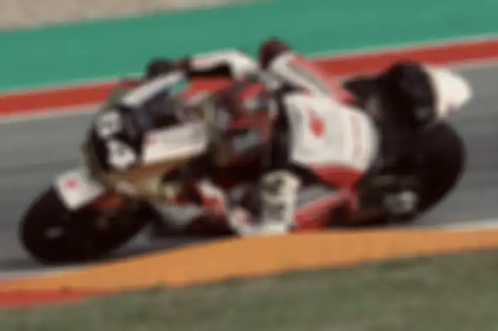 Pembalap Indonesia Mario Aji (Honda Team Asia) di Moto2 Amerika 2025.
