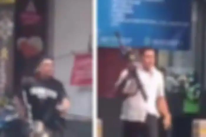 Mencekam dua kelompok massa bentrok membawa senjata laras panjang di Jalan Kemang Raya, Jakarta Selatan, Rabu (30/4/2025) sekitar pukul 08.30 WIB. 