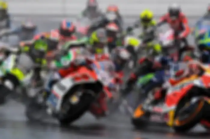  Suasana balapan seri MotoGP San Marino di Sirkuit Misano, Minggu (10/9/2017). 