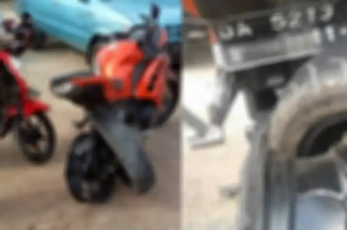 Pelek Ninja 250 hancur usai tabrakan dengan Honda Scoopy