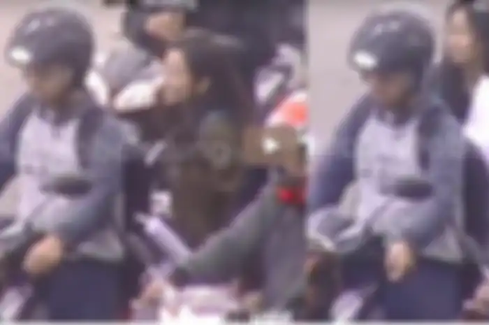 Perempuan yang dibonceng motor marah-marah karena ditegur melalui CCTV.